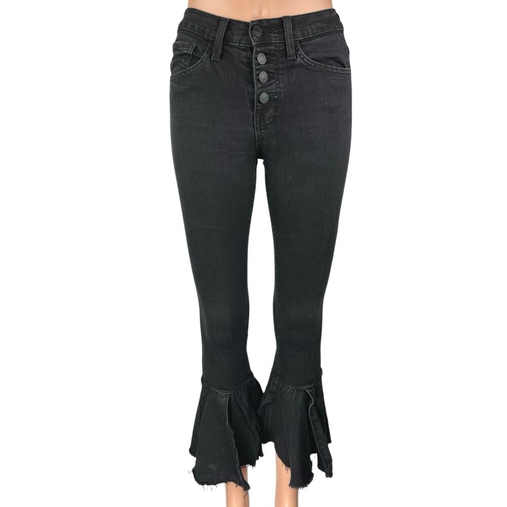 Flying Monkey Black Button Fly Flared Bootcut Bell Bottom Denim Jeans Size 24